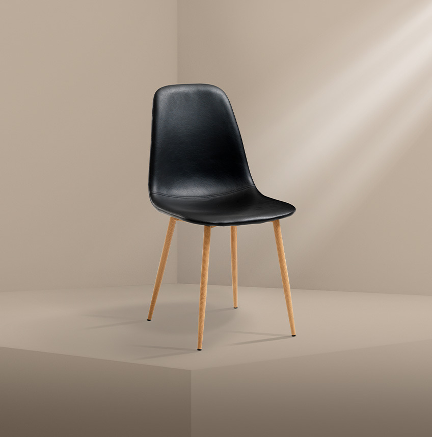Blagovaonska stolica od crne umjetne kože