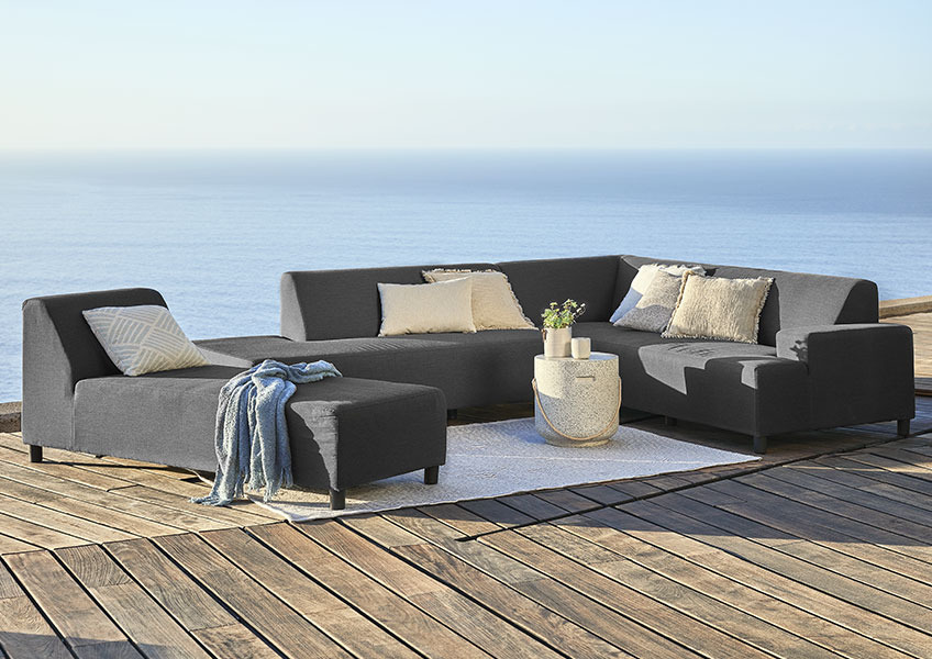Lounge sofa za 6 osoba otporna na sve vremenske uvjete i ležaljka za sunčanje u tamnosivoj boji