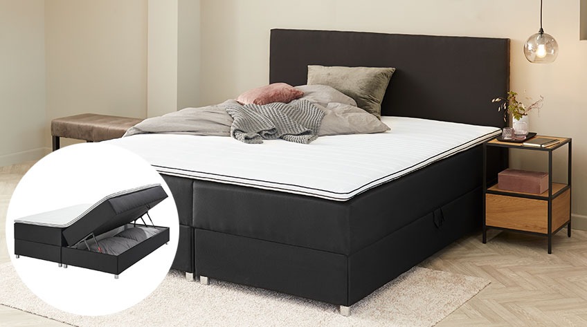 Boxspring krevet sa prostorom za odlaganje za dodatne jastuke i jorgane